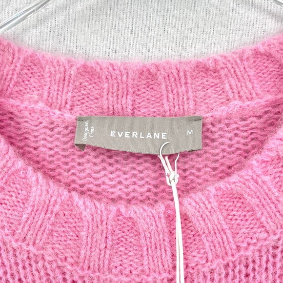 EVERLANE The Gradient Alpaca Crew Sweater Womens M Tan Pink Long Sleeve Pullover - Picture 13 of 16